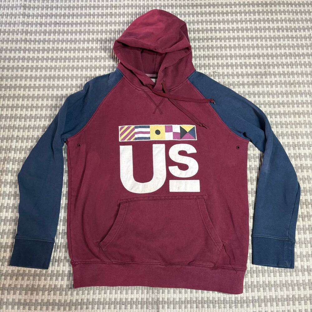 KITH Acedemy Hartford Hoodie Burgundy Navy‎ Men Sz L Preowned